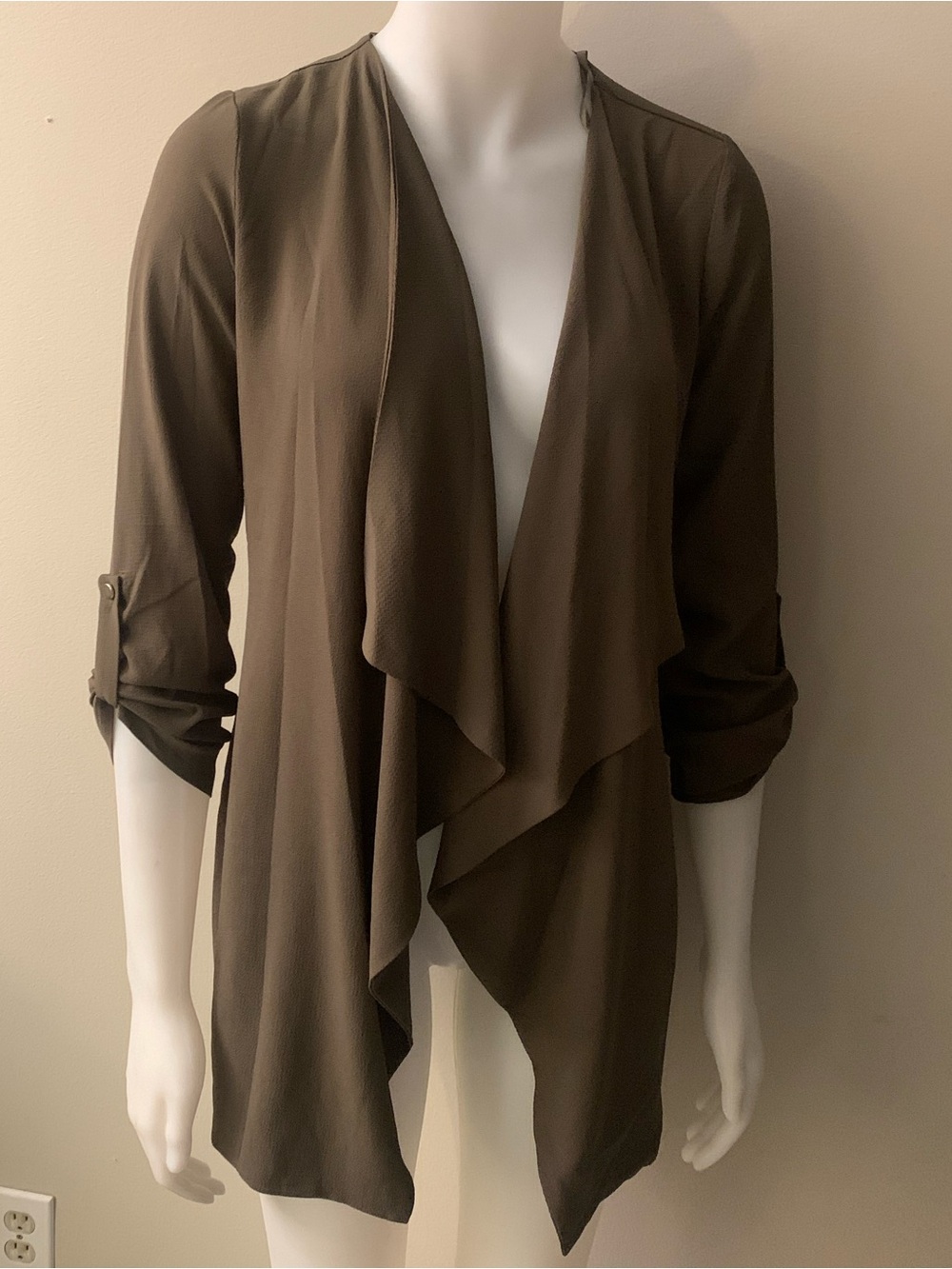 Monteau Tan Open Front Cardigan
